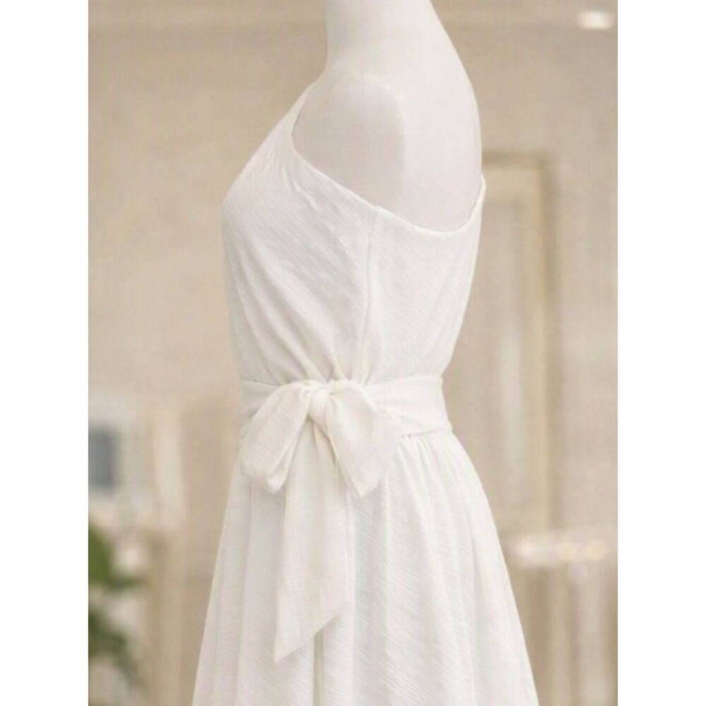 Nine West Women's One Shoulder Belted Dress White Size Medium - Picture 4 of 8